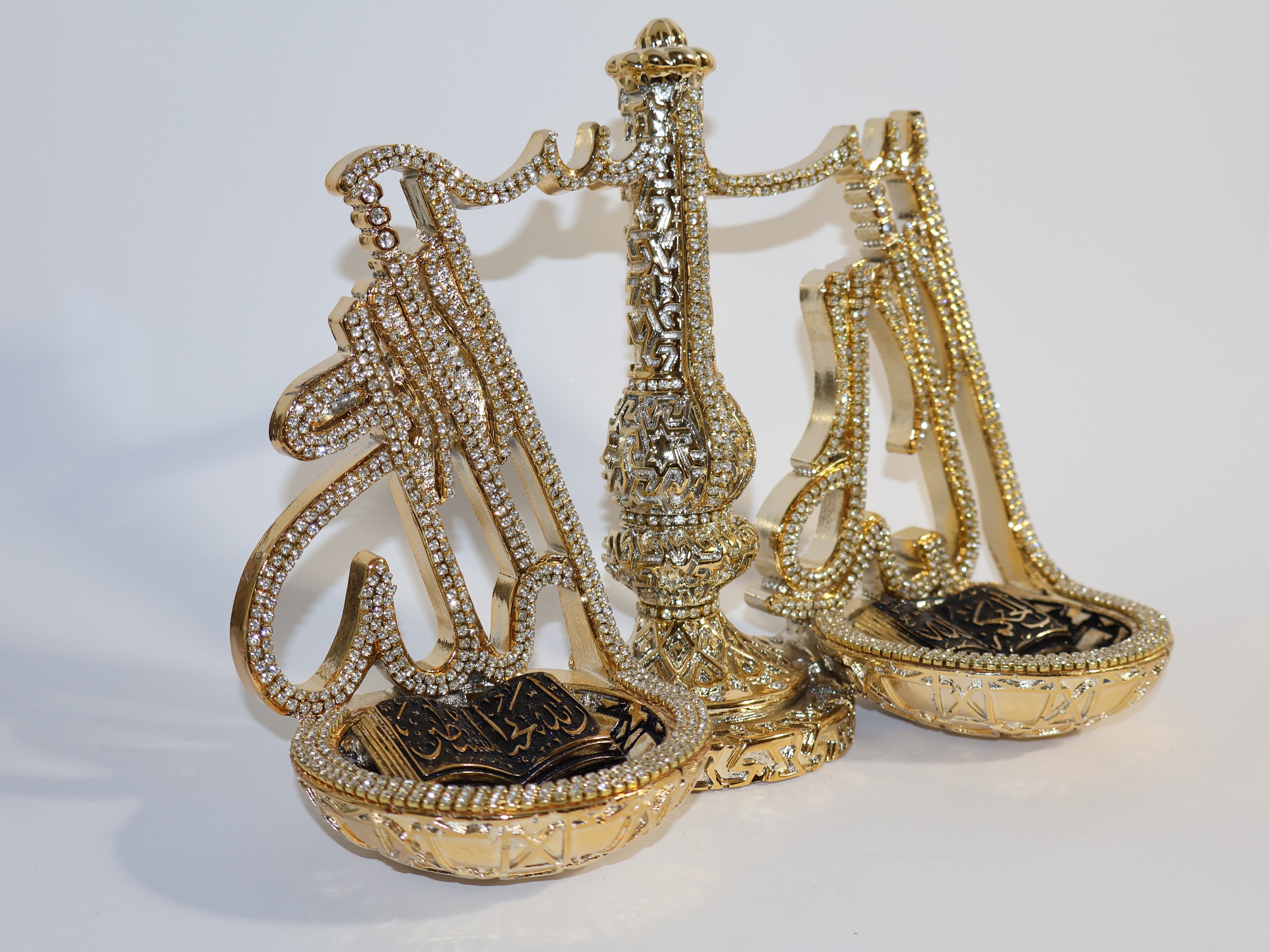 Luxuriöse Islamische Kalligrafie-Deko mit Strasssteinen – Elegantes Arabisches Kunstwerk in Gold