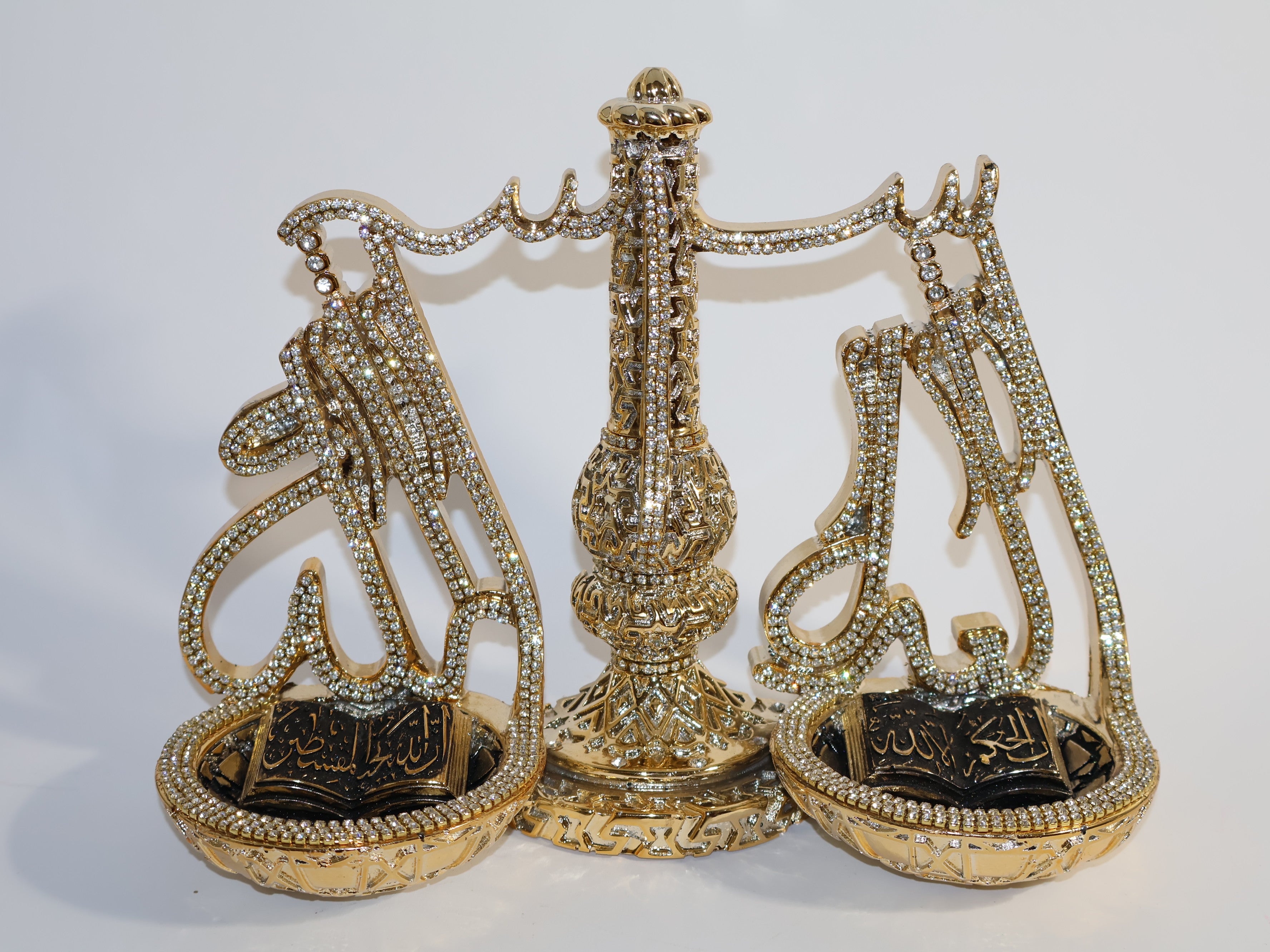 Luxuriöse Islamische Kalligrafie-Deko mit Strasssteinen – Elegantes Arabisches Kunstwerk in Gold