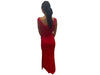 Elegantes Abendkleid in Rot mit Off-Shoulder und hohem Beinschlitz