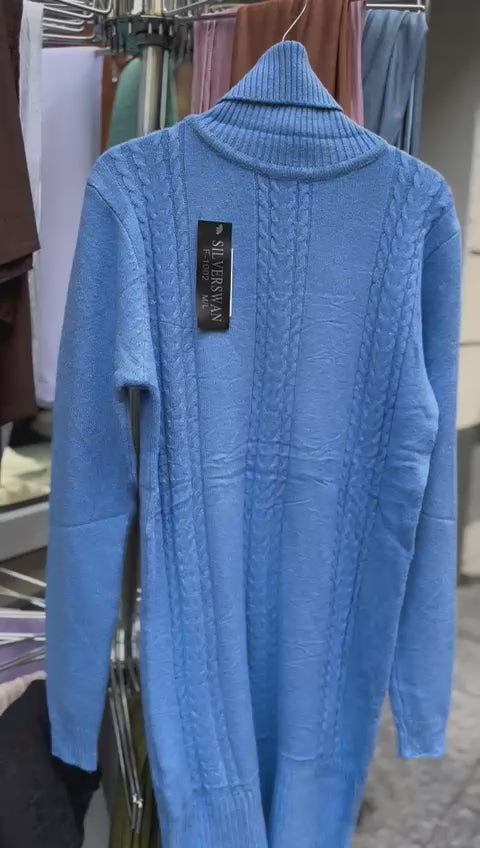 Eleganter Strickpullover mit Rollkragen für Damen, Wintermode, bequemes Strickkleid